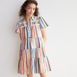 Anthropologie Georgina Tiered Shirtdress Rainbow Stripe XS